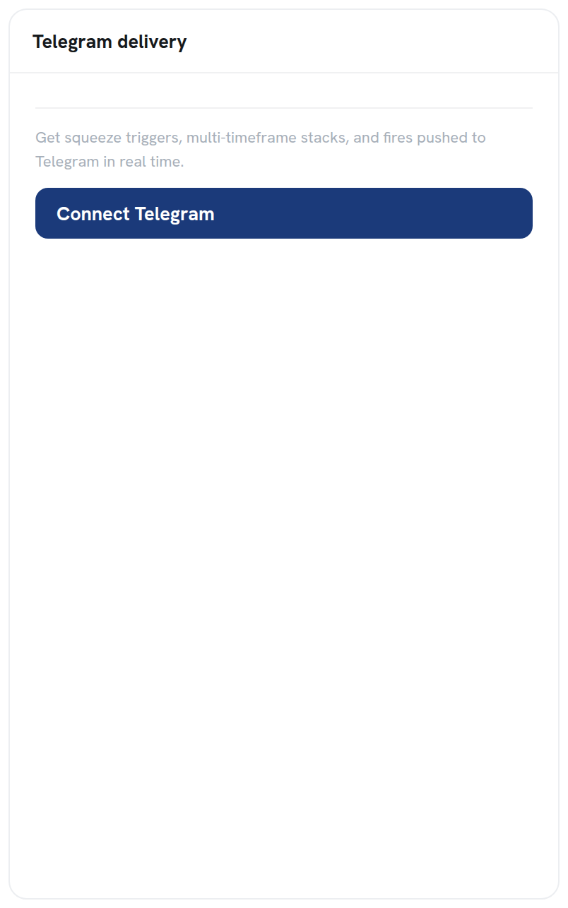 The Telegram delivery card in Account with the Connect Telegram button